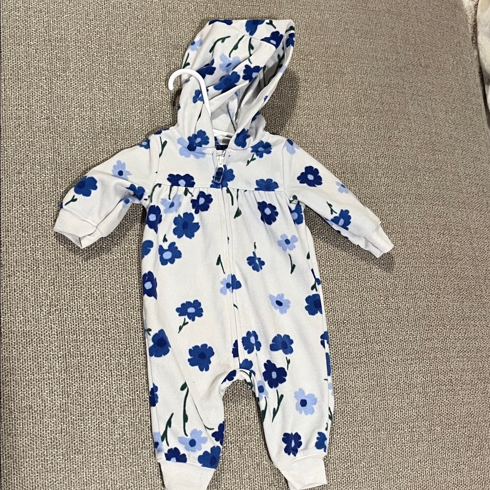 Carter's Blue Floral Hooded Footie